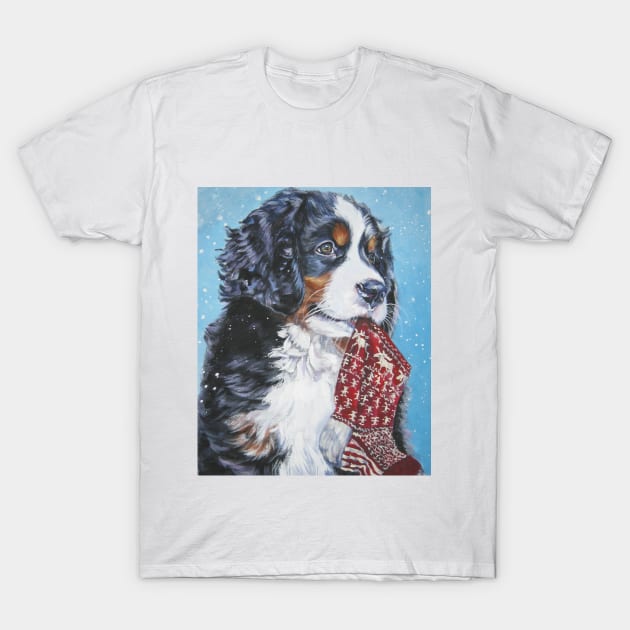 Bernese Mountain Dog Christmas Fine Art Painting T-Shirt by LASHEPARD